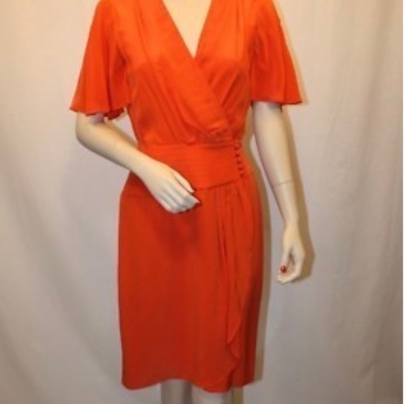 BCBGmaxazria saffron silk pleated wrap dress - Picture 2 of 8